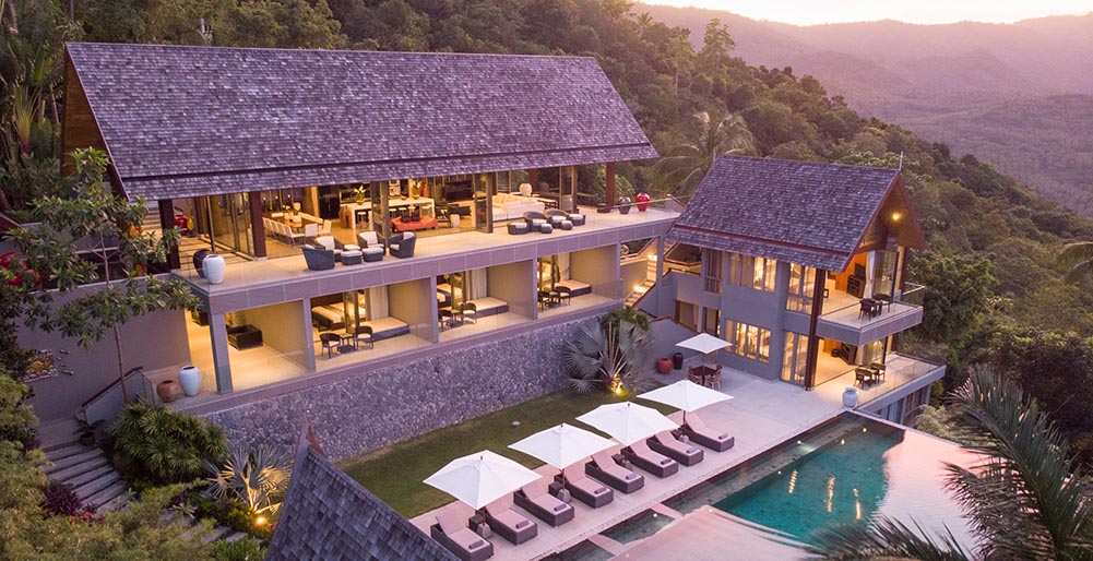 Villa Suralai - Aerial shot at sunset